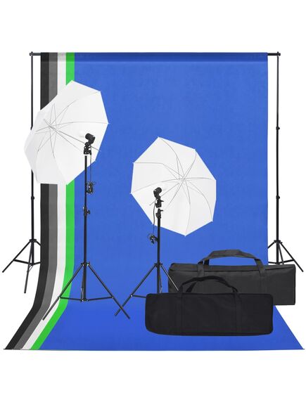 Kit studio foto cu set de lumină și fundal