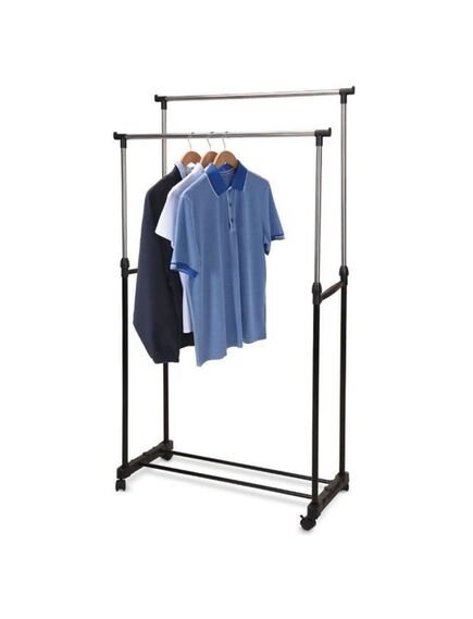 Storage solutions suport umerașe duble reglabil roți 80x42x(90-160) cm