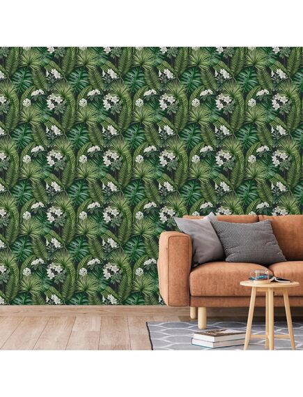 Dutch wallcoverings tapet eden, negru și verde închis