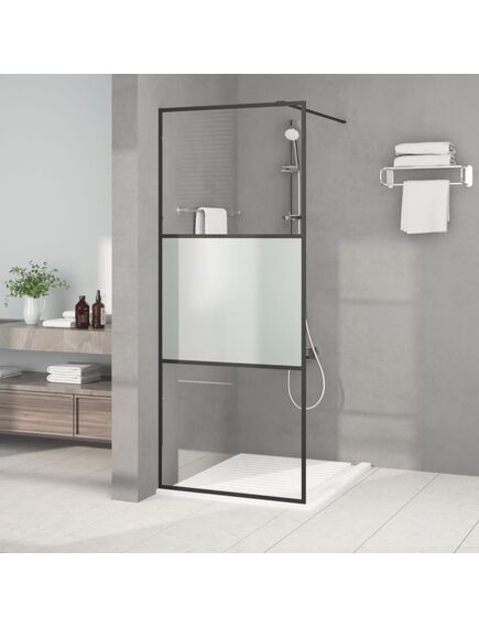 Perete cabină duș walk-in negru 80x195 cm sticlă esg semi-mată