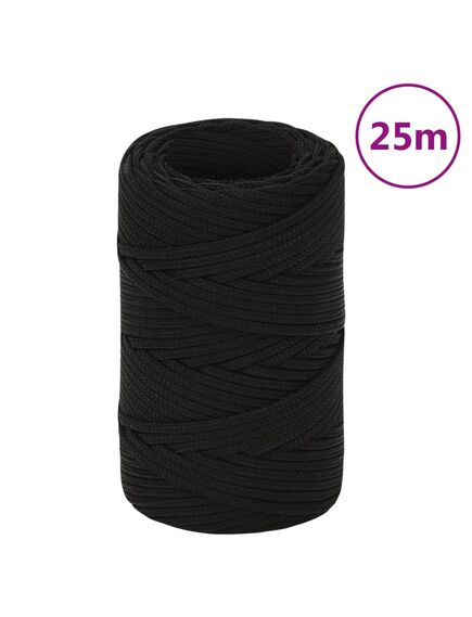 Frânghie de lucru, negru, 2 mm, 25 m, poliester