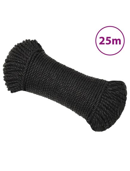 Frânghie de lucru, negru, 8 mm, 25 m, polipropilenă