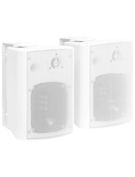 Boxe stereo de perete, 2 buc., alb, 100 w, interior/exterior