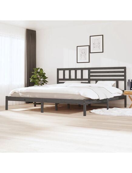 Cadru de pat super king 6ft, gri, 180x200 cm, lemn masiv de pin