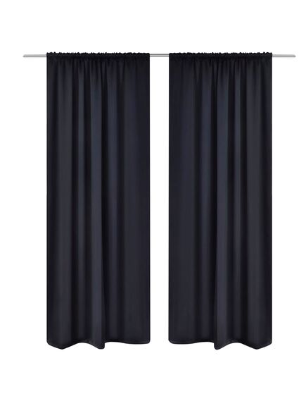 Draperii opace cu rejansă, 2 buc., negru, 135 x 245 cm