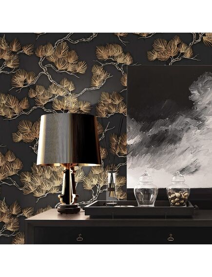 Dutch wallcoverings tapet, negru și auriu, model pin