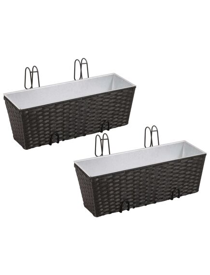 Jardinieră din ratan pentru balcon, 50 cm, 2 buc, negru