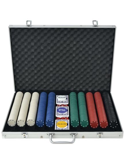 Set de poker cu 1000 de jetoane din aluminiu