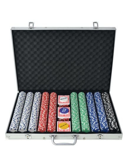 Set de poker cu 1000 de jetoane din aluminiu