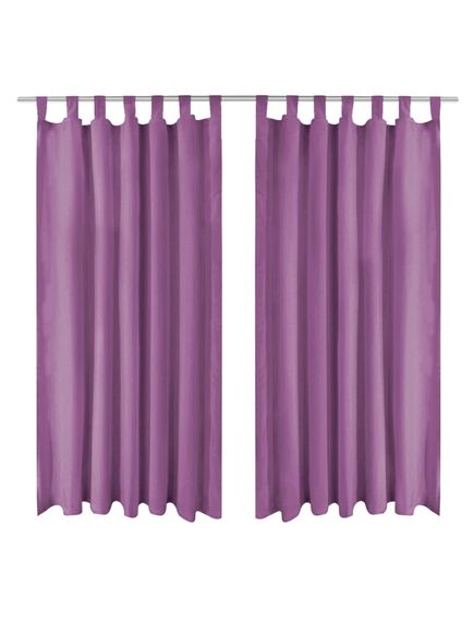 Draperii micro-satin cu bride, 2 buc, 140 x 225 cm, violet