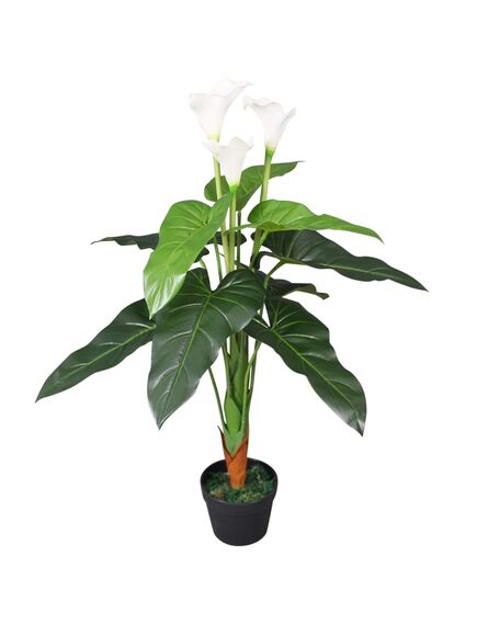 Floare de cală crin artificială cu ghiveci, 85 cm, alb