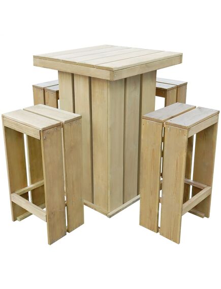 Set mobilier de exterior, 5 piese, lemn de pin tratat