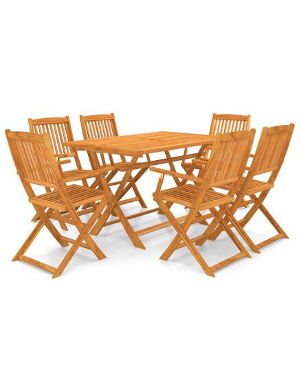 Set mobilier de exterior pliabil, 7 piese, lemn masiv de acacia