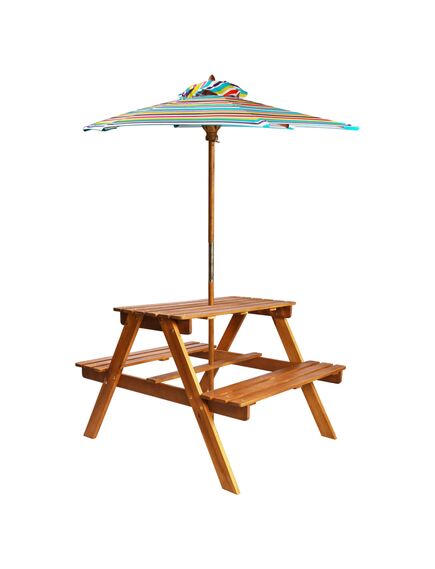 Masă picnic pentru copii cu umbrelă, 79x90x60 cm, lemn acacia