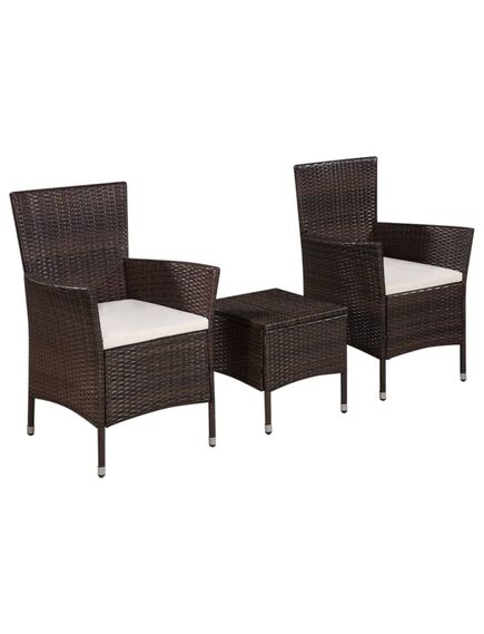 Set mobilier bistro, 3 piese, maro, poliratan