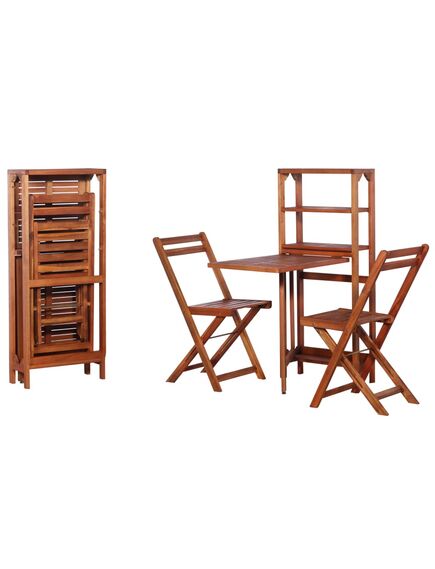 Set mobilier bistro pliabil, 3 piese, lemn masiv de acacia