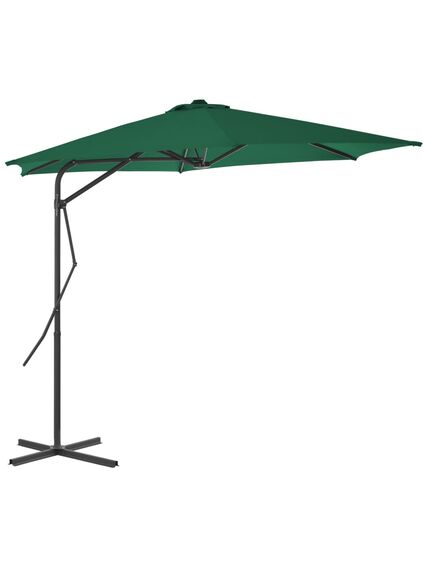 Umbrelă soare de exterior cu stâlp din oțel, verde, 300 cm