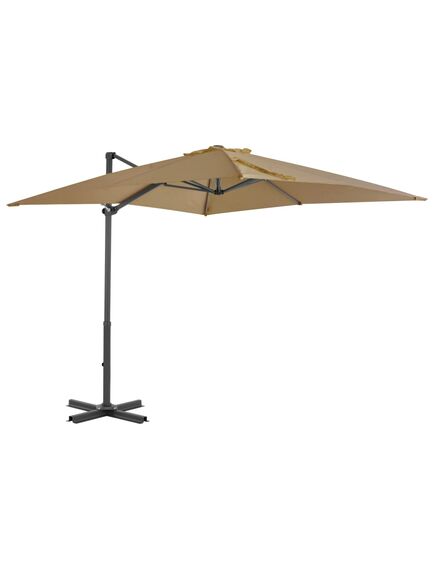 Umbrelă suspendată cu stâlp din aluminiu taupe 250x250 cm