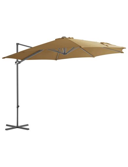 Umbrelă suspendată cu stâlp din oțel, gri taupe, 300 cm