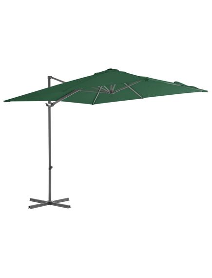 Umbrelă suspendată cu stâlp din oțel, verde, 250 x 250 cm