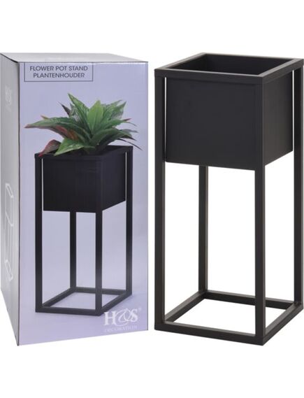 Home&styling ghiveci de flori cu suport, negru, 50 cm, metal