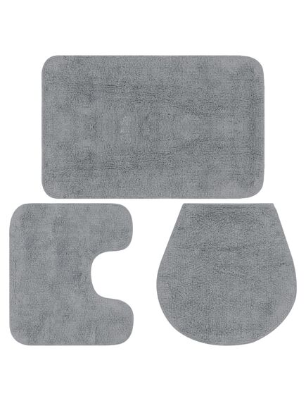 Set covorașe baie, 3 piese, gri, material textil