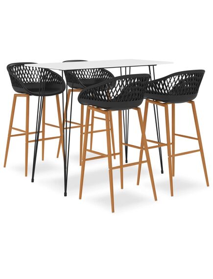 Set mobilier de bar, 5 piese, alb și negru