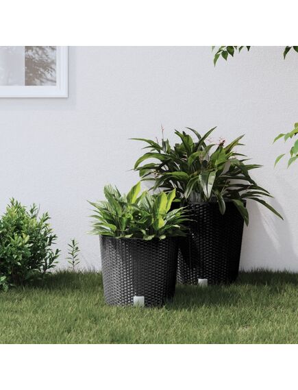 Jardinieră cu interior detașabil, antracit 15 / 15,3 l pp ratan