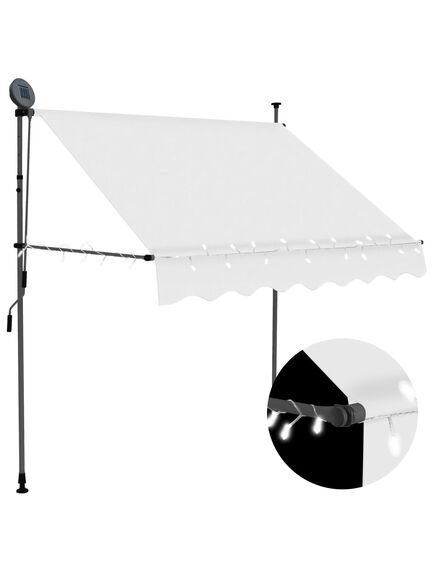 Copertină retractabilă manual cu led, crem, 200 cm