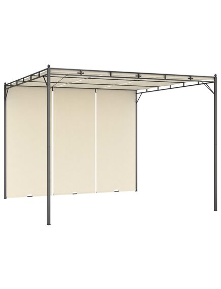 Pavilion de grădină cu perdea laterală, crem, 3x3x2,25 m