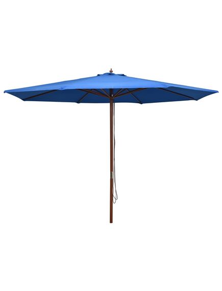 Umbrelă de soare de exterior, stâlp din lemn, albastru, 350 cm