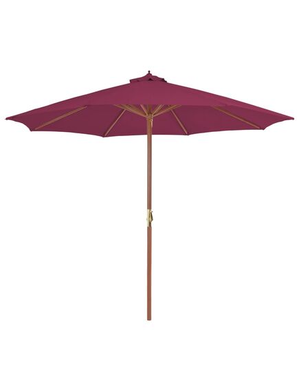 Umbrelă de soare exterior, stâlp din lemn, 300 cm, roșu bordo