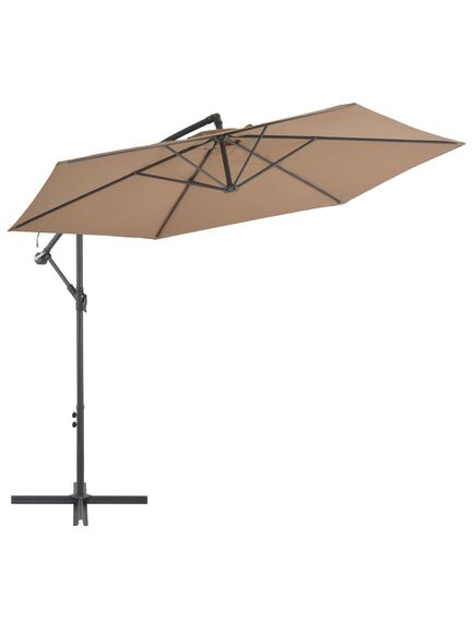 Umbrelă suspendată cu stâlp din aluminiu, 300 cm, gri taupe