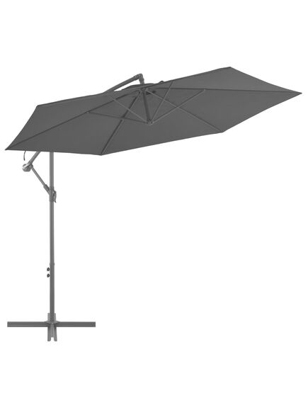 Umbrelă suspendată cu stâlp din aluminiu, negru, 300 cm