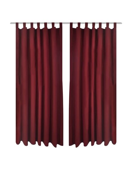 Draperii micro-satin cu bride, 140 x 225 cm, roșu bordo, 2 buc.