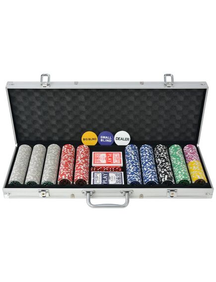 Set de poker cu 500 de jetoane cu laser din aluminiu