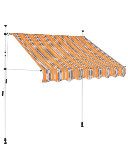 Copertină retractabilă manual, dungi galben și albastru, 200 cm