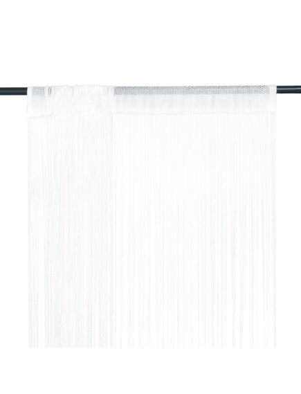 Draperii franjuri, 2 buc., 100 x 250 cm, alb