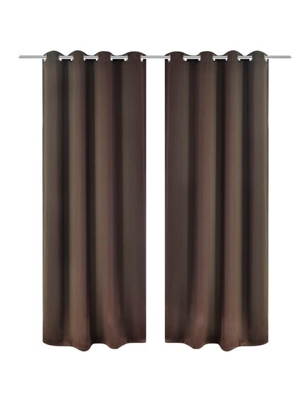 Draperii opace cu ocheți metalici, 2 buc, 135 x 175 cm, maro