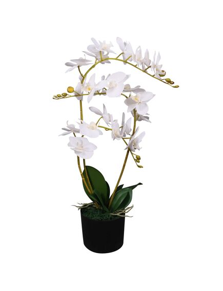 Plantă artificială orhidee cu ghiveci, 65 cm, alb