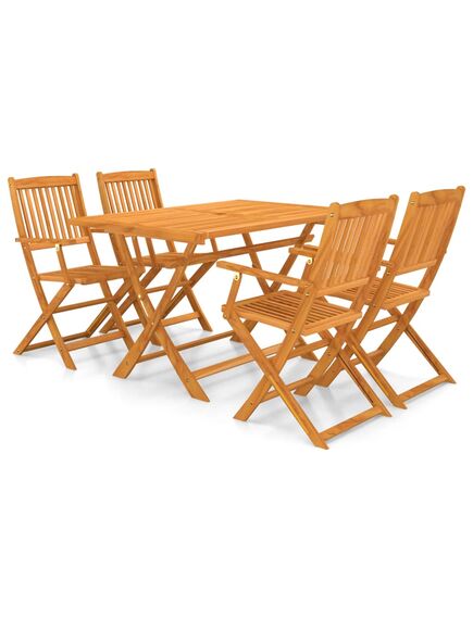 Set mobilier de exterior pliabil, 5 piese, lemn masiv de acacia