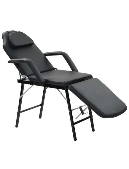 Scaun tratament facial, înlocuitor piele, 185x78x76 cm, negru