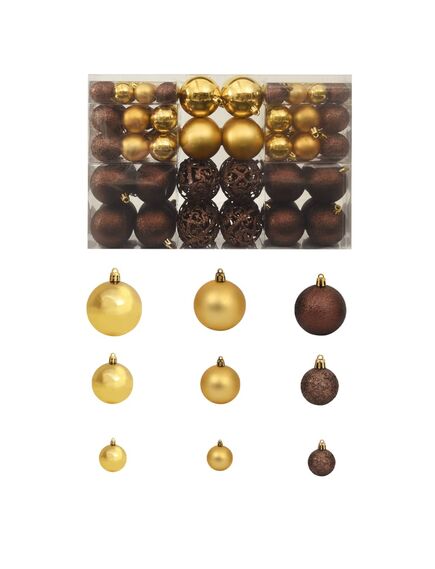 Set globuri de crăciun 100 buc. 3/4/6 cm, maro/bronz/auriu