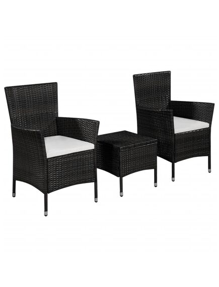 Set mobilier bistro, 3 piese, negru, poliratan