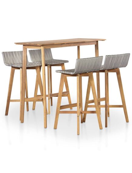 Set mobilier de exterior, 5 piese, lemn masiv de acacia