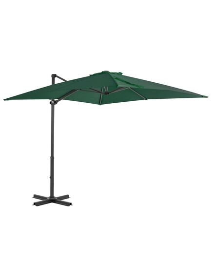 Umbrelă suspendată cu stâlp din aluminiu, verde, 250x250 cm