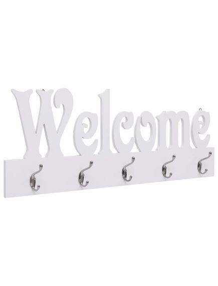 Cuier de perete welcome, alb, 74 x 29,5 cm