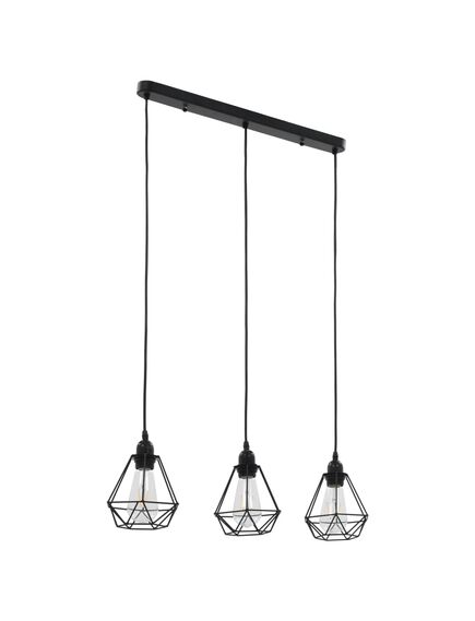 Lustră, design diamant, negru, 3 becuri x e27