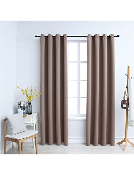 Draperii opace cu inele metalice, 2 buc., gri taupe, 140x245 cm