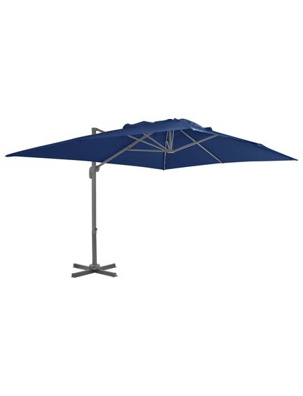 Umbrelă suspendată cu stâlp din aluminiu albastru azuriu 4x3 m